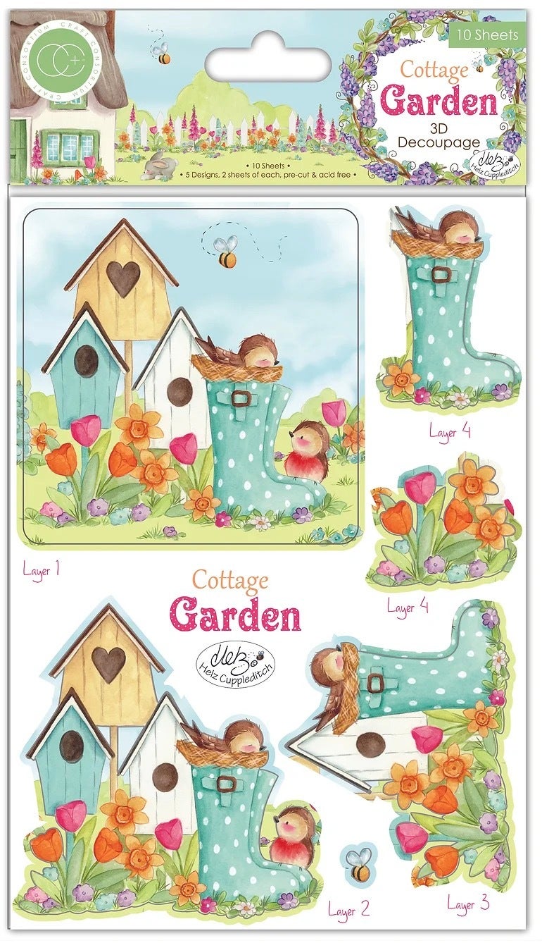 Craft Consortium Cottage Garden precut 3D decoupage 10 sheets Craft Bliss