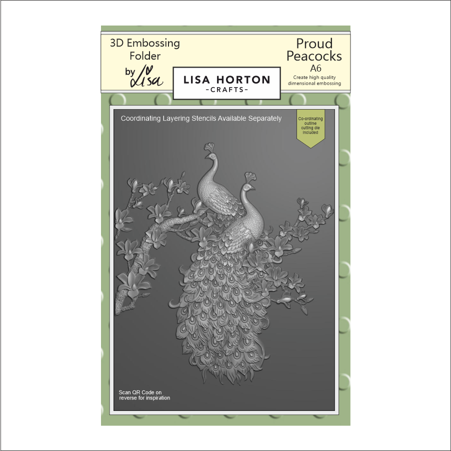 Lisa Horton Crafts Proud Peacocks A6 3D Embossing Folder LHCEF153