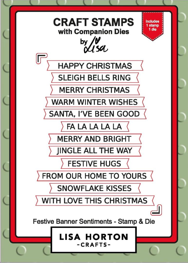 Lisa Horton Crafts Festive Banner Sentiments Stamp And Die Set Craft Lisa Horton Crafts Festive Banner Sentiments Stamp And Die Set Craft